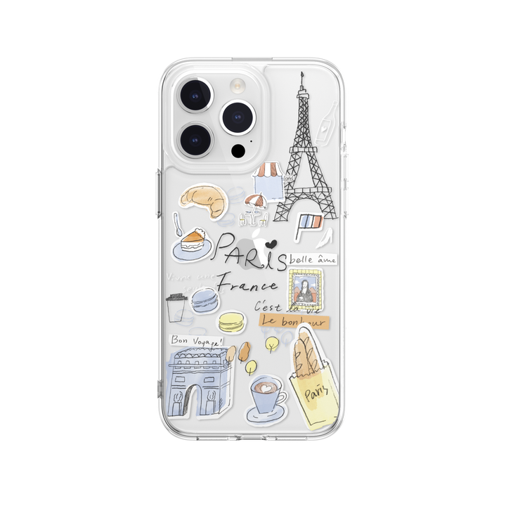 City Hand-drawn Print Case with AirBarrier Shockproof Clear iPhone 15 Case | MagSafe