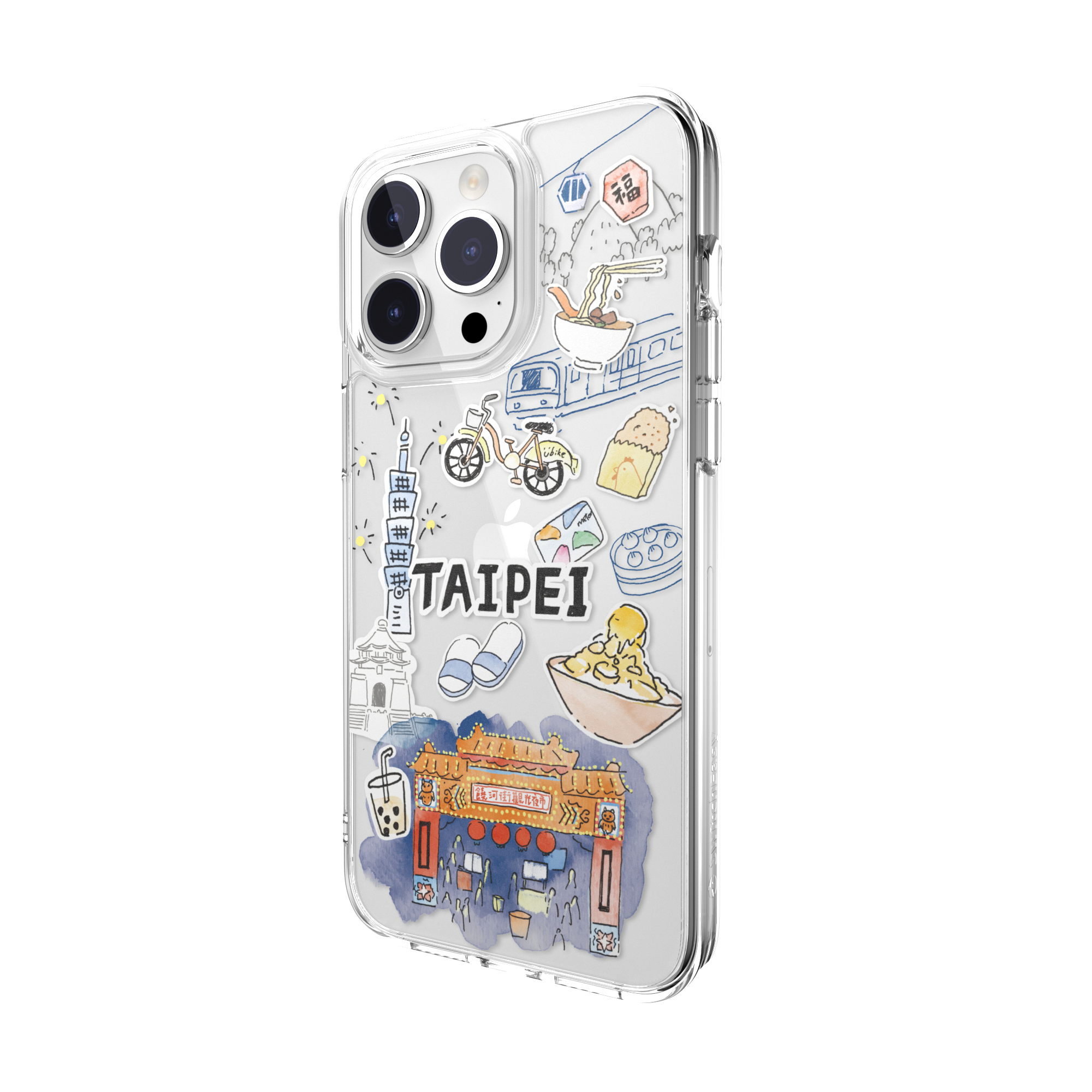 City Hand-drawn Print Case with AirBarrier Shockproof Clear iPhone